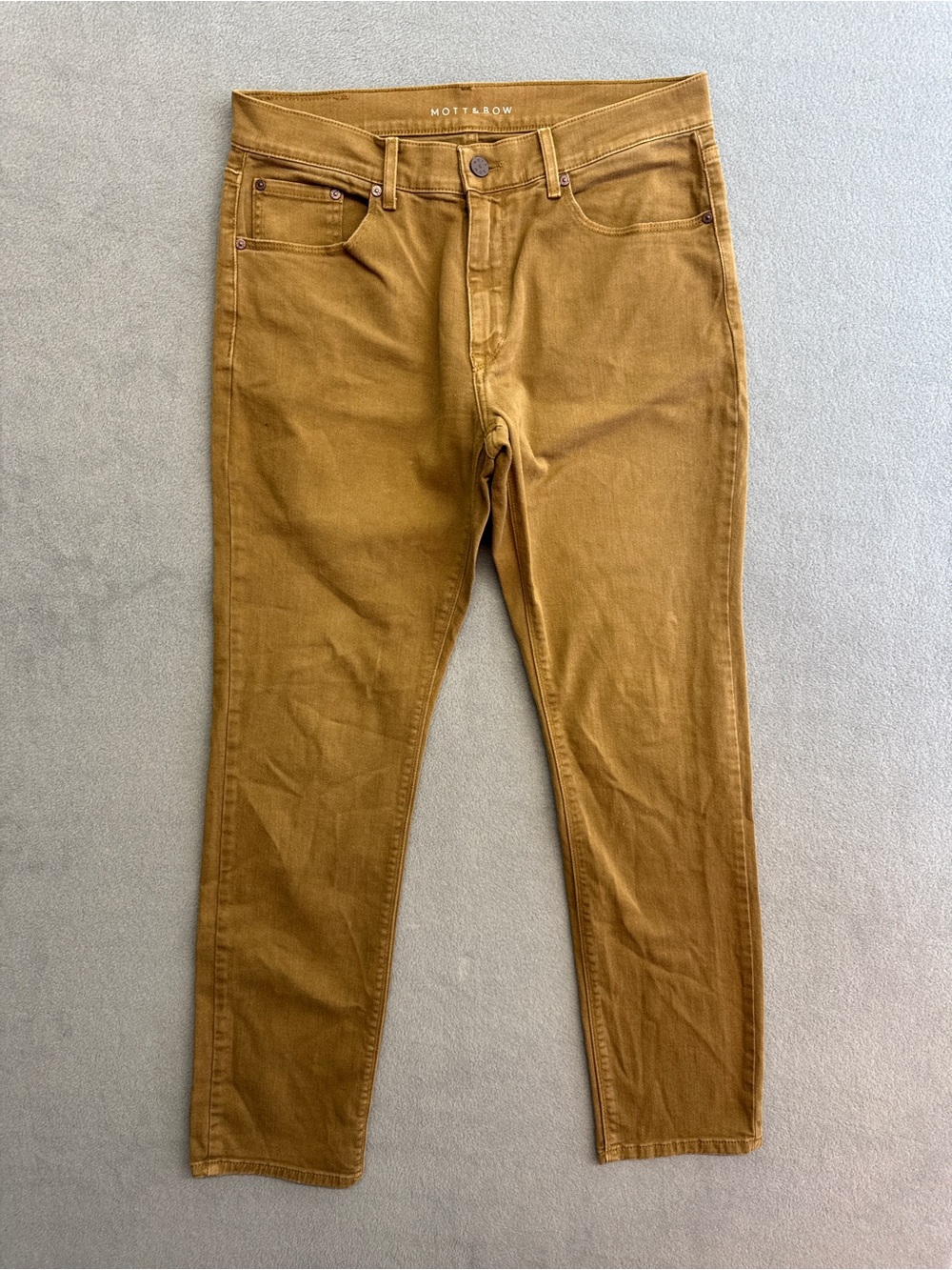 Mott And Bow Jeans 33x32 Men's Slim Fit Khaki Tan Stretch Denim Comfort Pants
